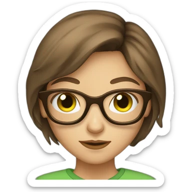 brown haired green eyed teenager girl with glasses sticker