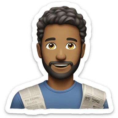 Young man with beard Handsome newspaper seller sticker