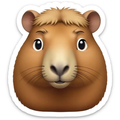 Cinematic Noble Capybara Portrait Emoji, Poised and serene, with a robust, rounded build covered in soft, earthy fur and gentle, wise eyes, Simplified yet sharp and sophisticated features, highly detailed, glowing with a warm, natural glow, high shine, intelligent and calm, stylized with an air of understated authority, focused and attentive, soft glowing outline, capturing the essence of a watchful and confident guardian that feels as though it could step out of the screen with effortless authority! sticker