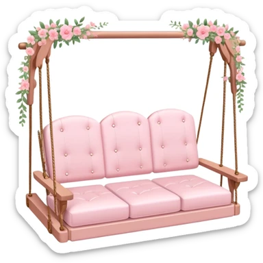 Romantic pastel pink wooden couch-swing with tiny flowers around sticker