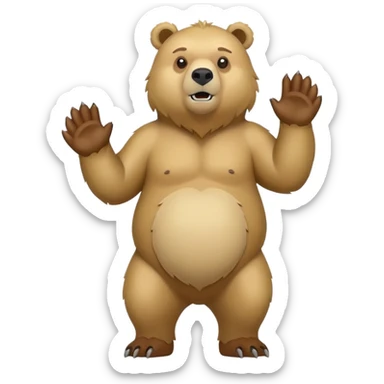 flat toon style blonde grizzly bear full body icon sticker