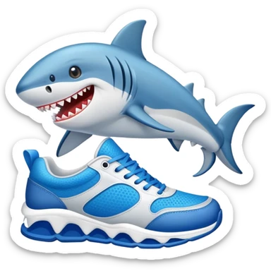 Tiburón con zapatillas azules  sticker