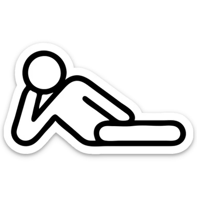 a modern icon of a person resting on their side, outline style sticker