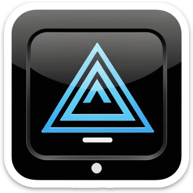 Minimalistic flat vector icon, iOS style, thin black contour on white background. Simple code window with a small play triangle in the corner, and a smartphone outline next to it. Clean, no text, no shadows sticker