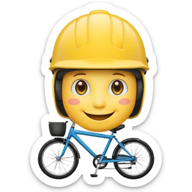 yellow emoji face in a bicycle helmet sticker