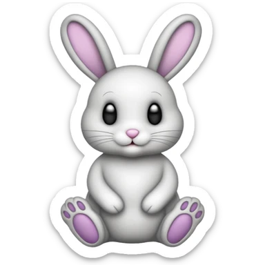 Emoji pour twitch d'une peluche lapin squelette noir faisant signe de la patte avec le texte:"Hi !" sticker