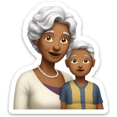 A grandmother with her boy sticker