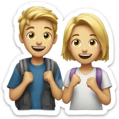 two kids excited to see eachot sticker