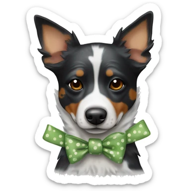 Black and white spotted Australian cattle dog, with bows sticker