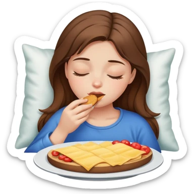 Brown haired Girl eating while asleep sticker