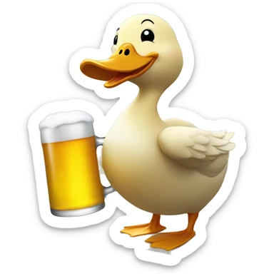 happy duck holding a beer in the sunshine sticker