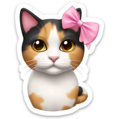 Calico cat with pink bow sticker