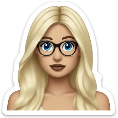 blonde kylie jenner with blue eyes and glasses  sticker