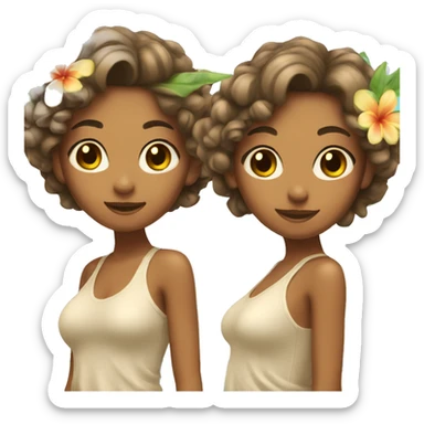 tan beach girl with flower in hair sticker