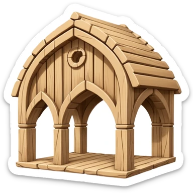 An organic wooden structure in the Lycian style, made from solid timber using interlocking construction techniques. sticker