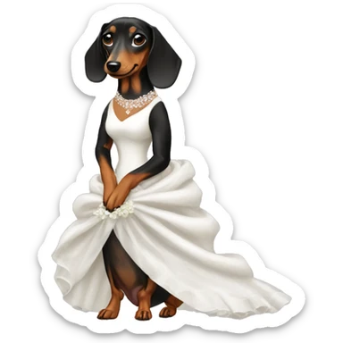 Dachshund wedding dress sticker