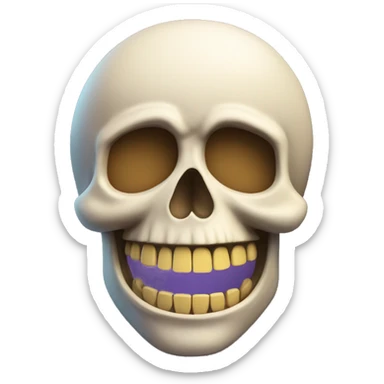 skull with prominent teeth coin sticker