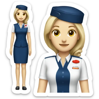 Flight attendant uniform dark blue  sticker