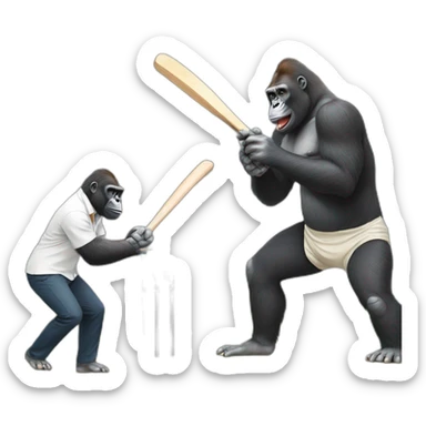 Gorilla Playing cricket with Modi sticker