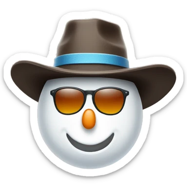 Snowman with cowboy hat and sunglasses  sticker