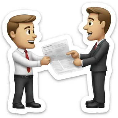 business man giving papers to another business ban sticker