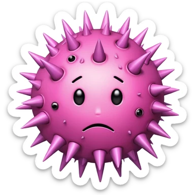 pink sad virus with many spike sticker