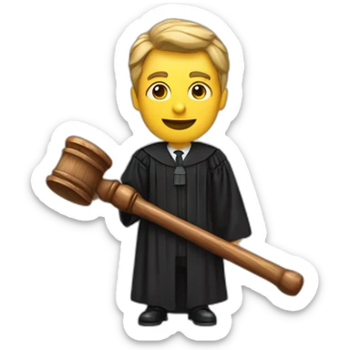male judge with woodden hammer sticker