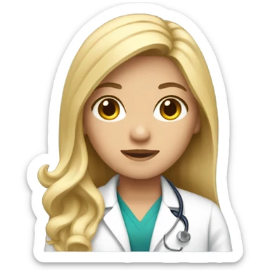 a girly doctor with long blonde hair sticker
