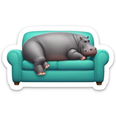 fat hippo as soccer player lying on the sofa sticker