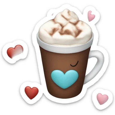Hot cocoa with hearts sticker