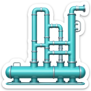 Gas pipeline in cool tones with sky blue, teal green, white, and light gray sticker