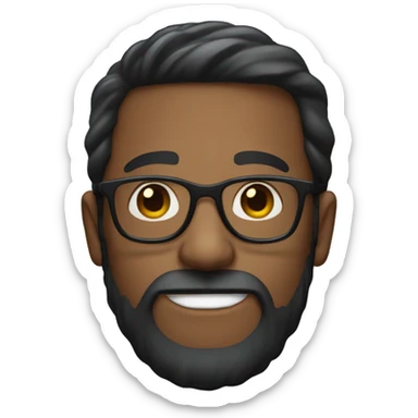 I created an emoji of a dark-haired person with straight hair, wearing glasses and a big beard sticker