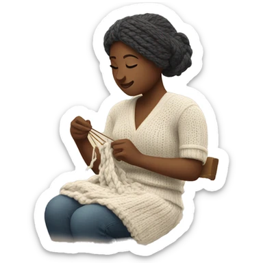 Woman knitting sticker
