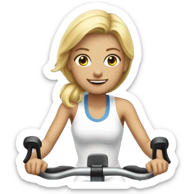 Blonde girl on stationary bike sticker
