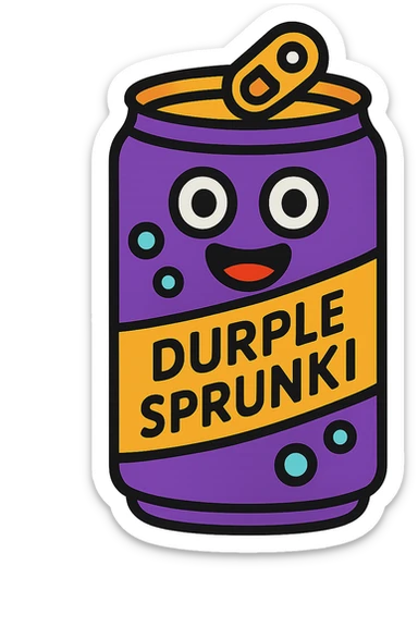 Durple Sprunki as a playful color icon, outlined, cartoonish, bold colors sticker