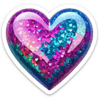 heart with multicolor chunky glitter sticker