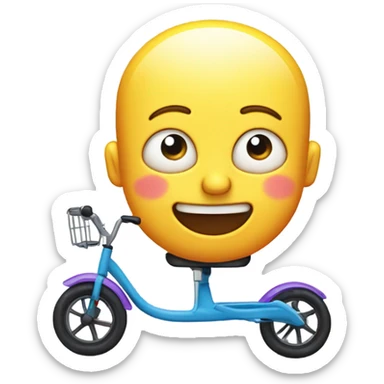 Dumb wojak drooling with his head flat smiling with his brain is a tricycle going “RING RONG RING” sticker