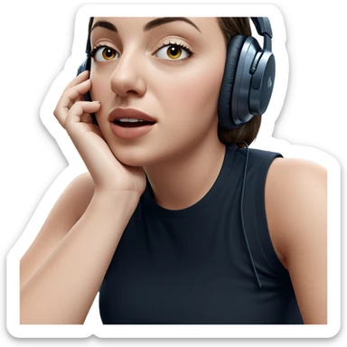 girl in headphones indoors sticker