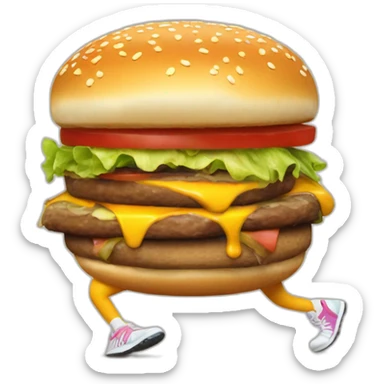 burger bob with cartoon legs legs runing sticker