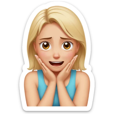 arms crossed around neck crying laughing with crazy eyes girl sticker