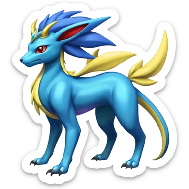 Shiny Dark Edgy Suicune-Salamence-Manectric-Aurorus-Fakémon-hybrid-creature (full body)  sticker