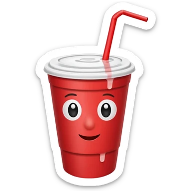 red paper cup with a straw sticker