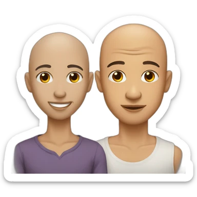 A mixed race man Without hair kissing a brunette sticker