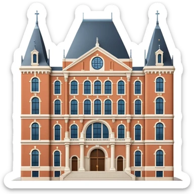 cinematic-realistic-rijksmuseum-landmark-emoji,-depicted-with-the-grand-facade-of-the-museum-rendered-in-intricate-detail-and-soft,-historical-lighting. sticker