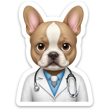 médico negro con bulldog francés blanco sticker
