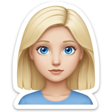 blonde girl portrait on grey with blue eyes sticker