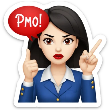 An angry lady with her finger up and the letters “Don’t PMO” in a speech bubble  sticker