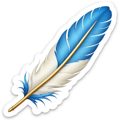 white feather with gold tips and hints of blue sticker