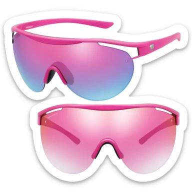 sporty pink shield visor sunglasses with metallic frame, athletic design, pink gradient one-piece lens sticker