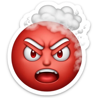 monochromatic red emoji face with angry expression and steam  sticker